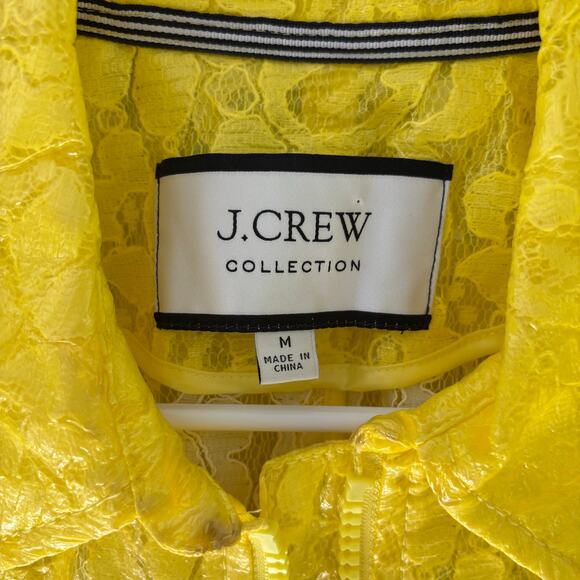 J. Crew Collection Lemon Yellow Coated Lace Jacket Preppy Size Medium - Picture 4 of 10
